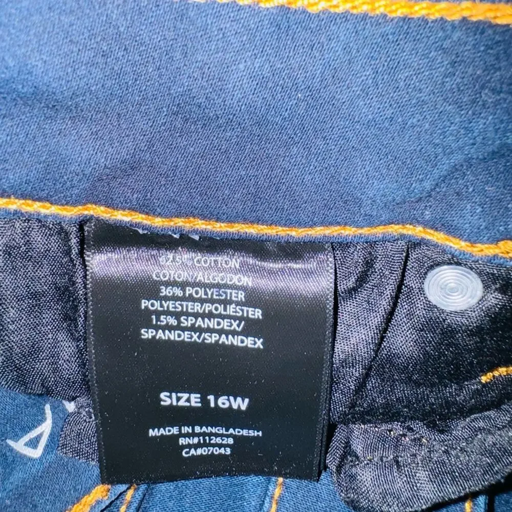 TAHARI Jeans Denim Dark Blue Wash‎ Skinny Stretch Comfort Classic Size 16W EUC